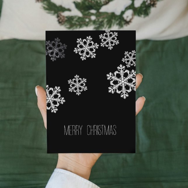 Monochrome Minimalist Snowflake Christmas Pattern Holiday Postcard (Creator Uploaded)