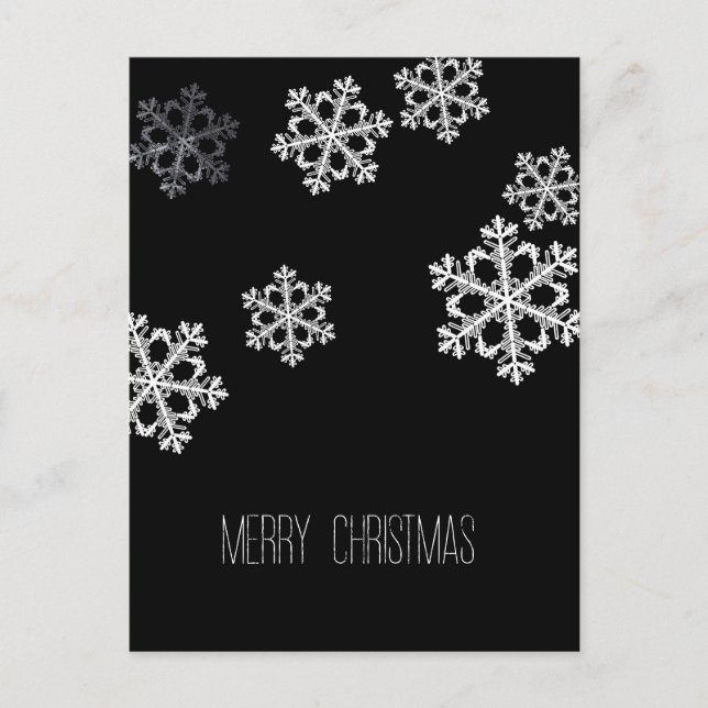 Monochrome Minimalist Snowflake Christmas Pattern Holiday Postcard (Front)