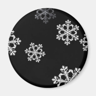 Monochrome Minimalist Snowflake Christmas Pattern Magnet