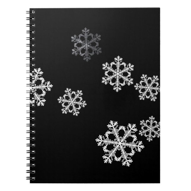 Monochrome Minimalist Snowflake Christmas Pattern Notebook (Front)