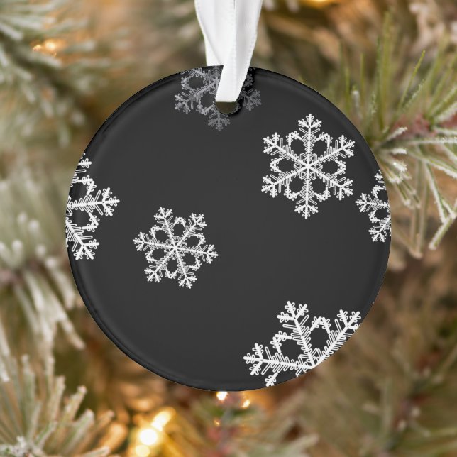 Monochrome Minimalist Snowflake Christmas Pattern Ornament (Tree)