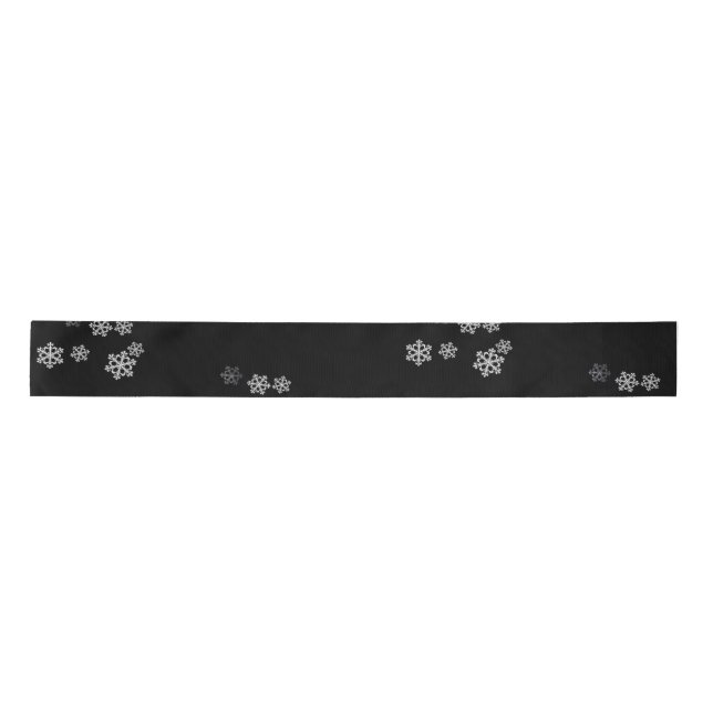 Monochrome Minimalist Snowflake Christmas Pattern Satin Ribbon (Front)