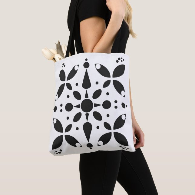 Monochrome Minimalist Symmetry Tote Bag (Close Up)