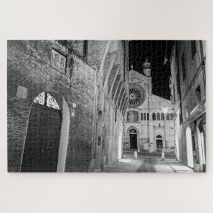 Monochrome Modena Dome night view Jigsaw Puzzle