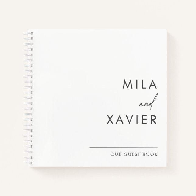 Monochrome | Modern Minimal Wedding Guest Book (Front)