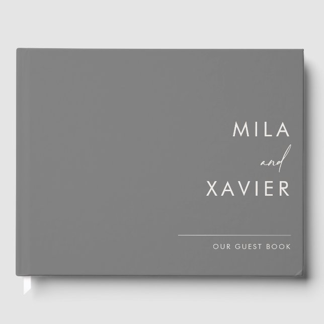 Monochrome | Modern Minimal Wedding Guestbook (Front)