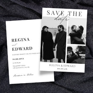 Monochrome modern minimalist photo wedding save the date
