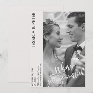 Monochrome Modern minimalist simple photo wedding  Invitation