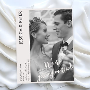 Monochrome Modern minimalist simple photo wedding Postcard