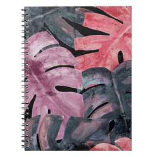 Monochrome Monstera: Watercolor Tropical Pattern. Notebook