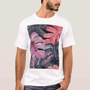 Monochrome Monstera: Watercolor Tropical Pattern. T-Shirt