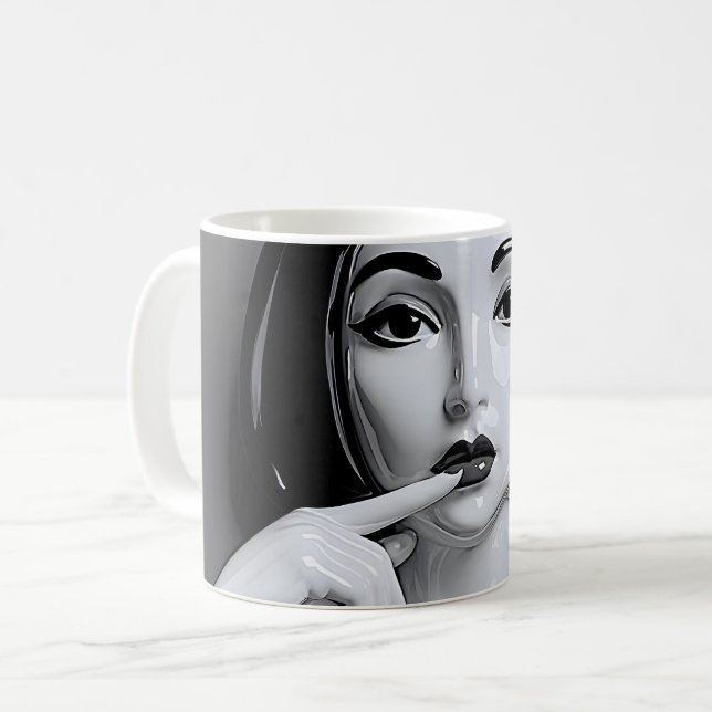 Monochrome Mood Muse Coffee Mug (Front Left)