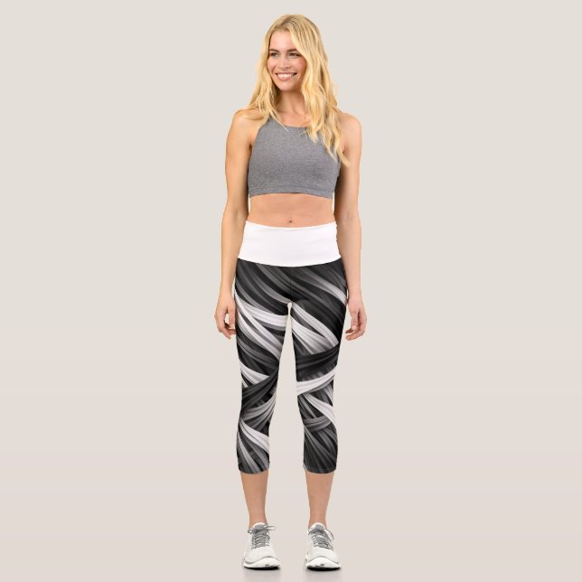 Monochrome Motion – High Waist Capris (Front)