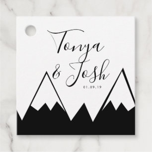 Monochrome Mountain Top Southern Wedding Favour Tags