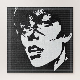 Monochrome Mystery: Abstract Portrait Jigsaw Puzzle