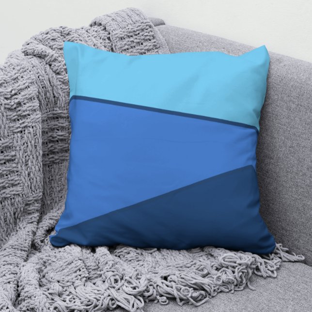 Monochrome Navy Blue Teal modern Colour block Cushion (Creator Uploaded)