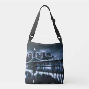 Monochrome New York Skyline Nightscape Crossbody Bag