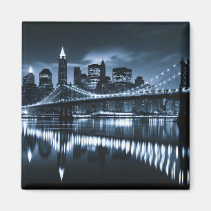 Monochrome New York Skyline Nightscape Magnet