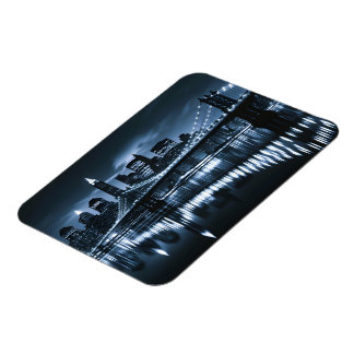 Monochrome New York Skyline Nightscape Magnet