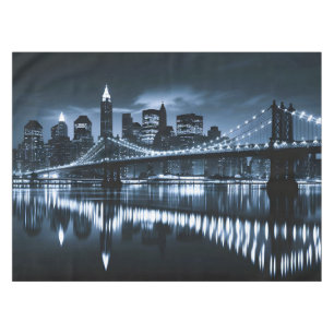 Monochrome New York Skyline Nightscape Tablecloth