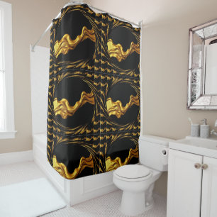 Monochrome Opulent Swirl Christi Designer Bathroom Shower Curtain