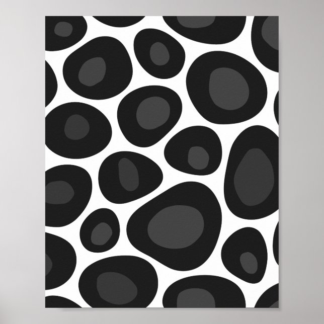 Monochrome Organic Pebble Pattern Poster (Front)