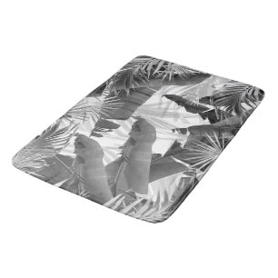 Monochrome Palm Banana Leaves Bliss 1 #tropical Bath Mat
