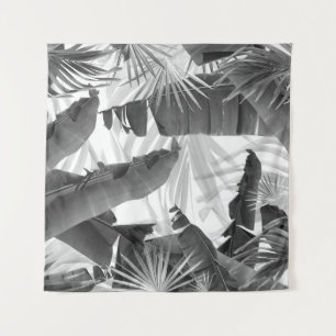 Monochrome Palm Banana Leaves Bliss 1 #tropical Tapestry