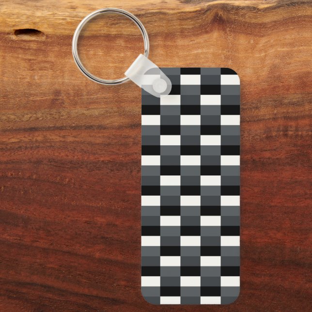 Monochrome Pattern of Gray, Grey, Black and White Key Ring (Front)