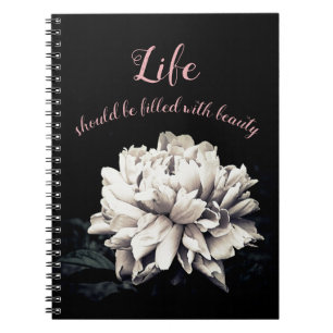 Monochrome Peony Bloom Notebook