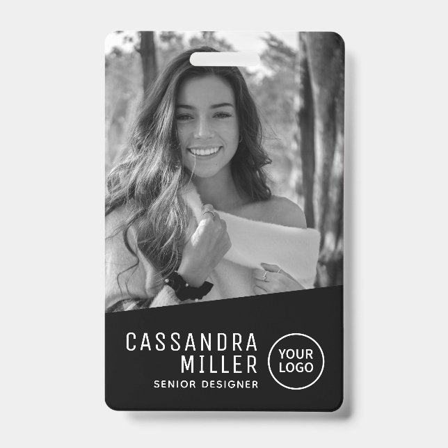 Monochrome Photo Custom Employee ID Badge (Front)