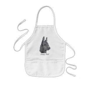 monochrome picture of cute donkey kids apron