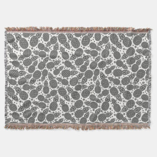Monochrome Pineapples 2 Throw Blanket