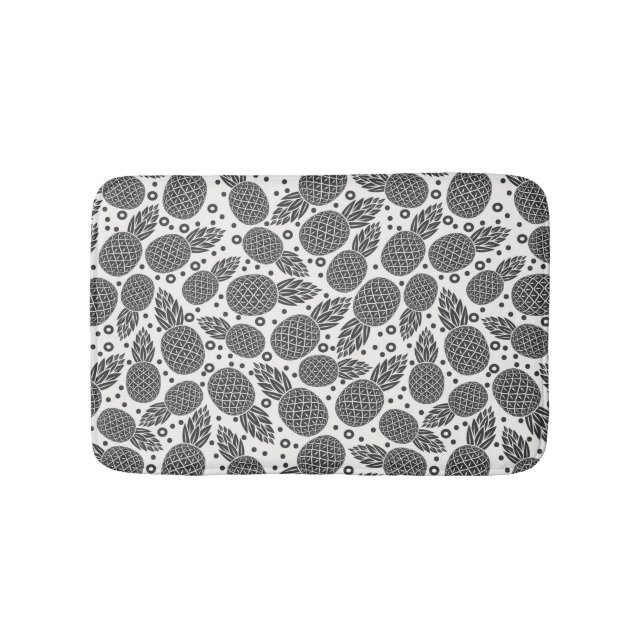 Monochrome Pineapples Bath Mat (Front)