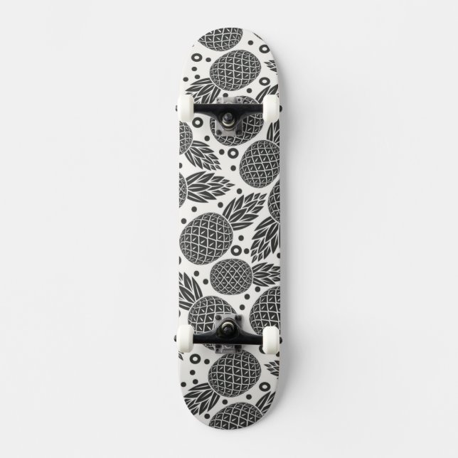Monochrome Pineapples Skateboard (Front)