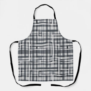 Monochrome Pixel Check Geometric Pattern Apron