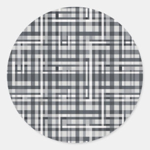 Monochrome Pixel Check Geometric Pattern Classic Round Sticker