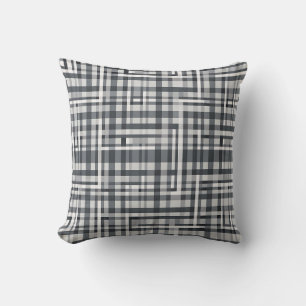 Monochrome Pixel Check Geometric Pattern Cushion