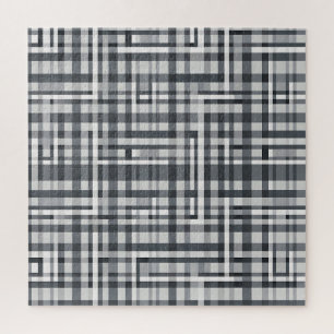 Monochrome Pixel Check Geometric Pattern Jigsaw Puzzle