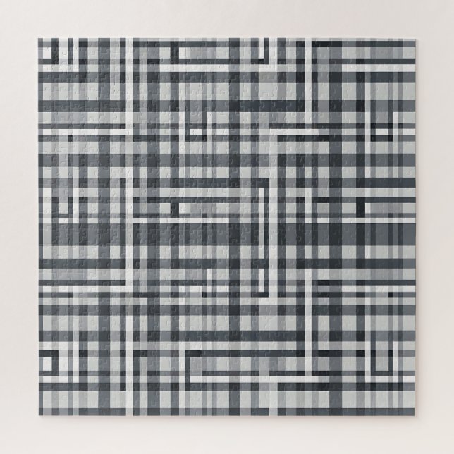 Monochrome Pixel Check Geometric Pattern Jigsaw Puzzle (Vertical)