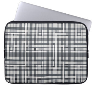 Monochrome Pixel Check Geometric Pattern Laptop Sleeve