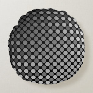 Monochrome Polka Dot fade Round Pillow