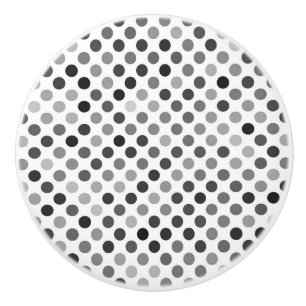 Monochrome Polka Dot Pattern (Black & White Dots) Ceramic Knob
