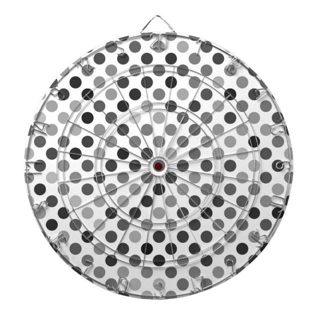 Monochrome Polka Dot Pattern (Black & White Dots) Dartboard (Front)