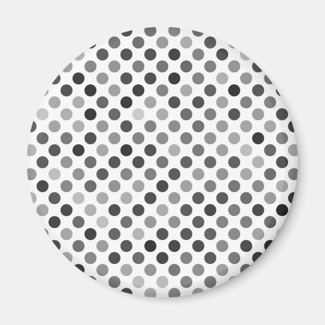 Monochrome Polka Dot Pattern (Black & White Dots) Magnet (Front)