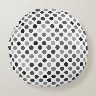Monochrome Polka Dot Pattern (Black & White Dots) Round Cushion