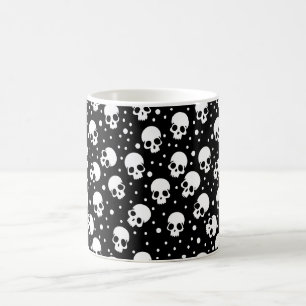 Monochrome Polka Dot Skull Coffee Mug