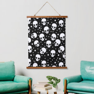 Monochrome Polka Dot Skull Hanging Tapestry