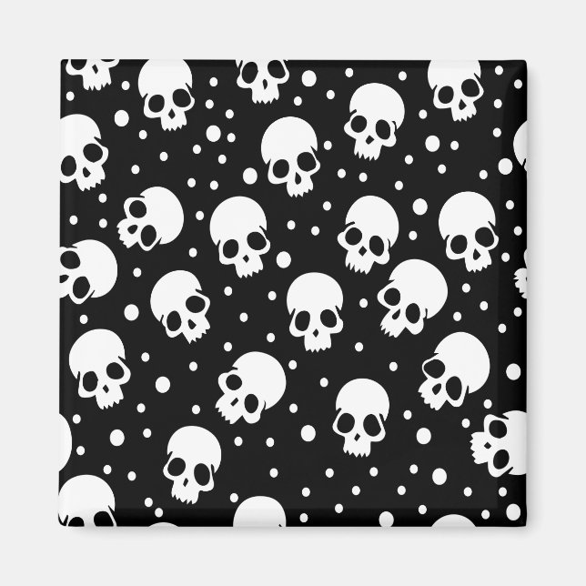 Monochrome Polka Dot Skull Magnet (Front)