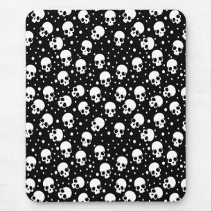 Monochrome Polka Dot Skull Mouse Pad